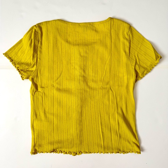 J.Crew Pointelle Cotton Knit Short Sleeve Cardigan Yellow Small - Picture 7 of 8